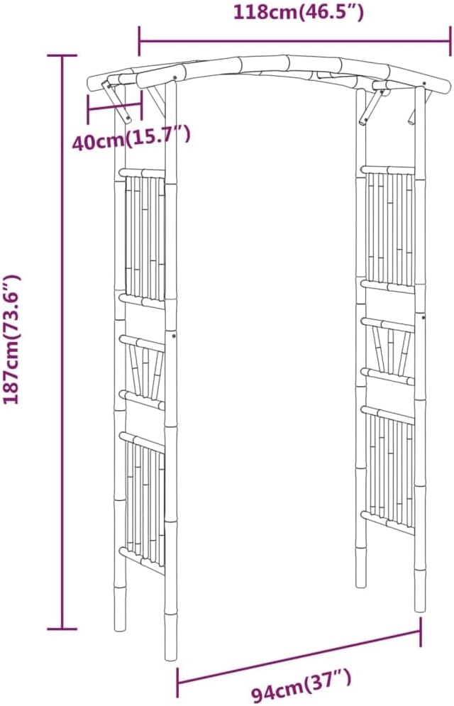 vidaxl Bamboo Garden Arch Arbor-Trellis-pergola 73.6" H x 46.5" L ic Farmhouse Style Patio Decoration Water- Outdoor