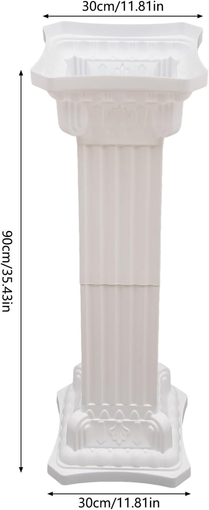 Roman Columns Wedding Stand Pillar Plant Stand Plastic Greek Statue Pedestal Flower Pot Holder Decor, Event Party Elegant Decorative Column (White, 4Pcs, 11.81x35.43 Inch)