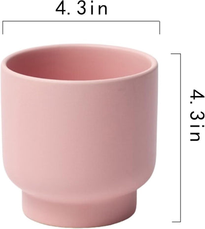LB Pink Ceramic Plant Pots for Indoor Plants, Succulent Planters Ceramic Plant Pot, Cute Flower Pots for Living Room Office Home Decor, Round Flower Pot of 4.3 Inch(Plant Not Included)