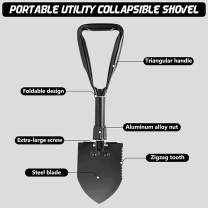 Camping Shovel, 18.5'' Lightweight Digging Shovel Portable Ergonomic High Carbon Steel Folding Shovel for All Occasions Outdoor Camping Hiking Garden Emergency