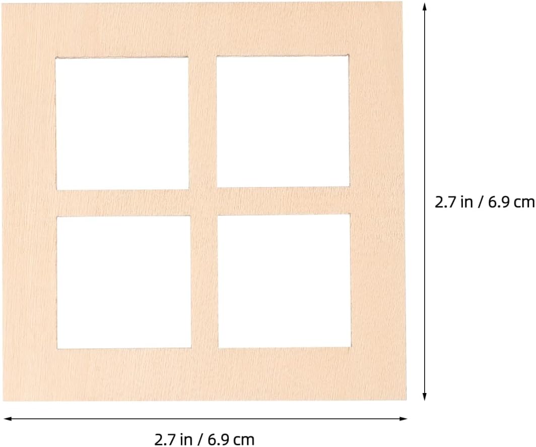 10Pcs Wooden Window for Dollhouse: 2.7 Inch Miniature Frame Mini Furniture Doll House 1:12 Dollhouse Wooden Doors - Miniature Furniture Doll Craft Window Frame Model Decoration
