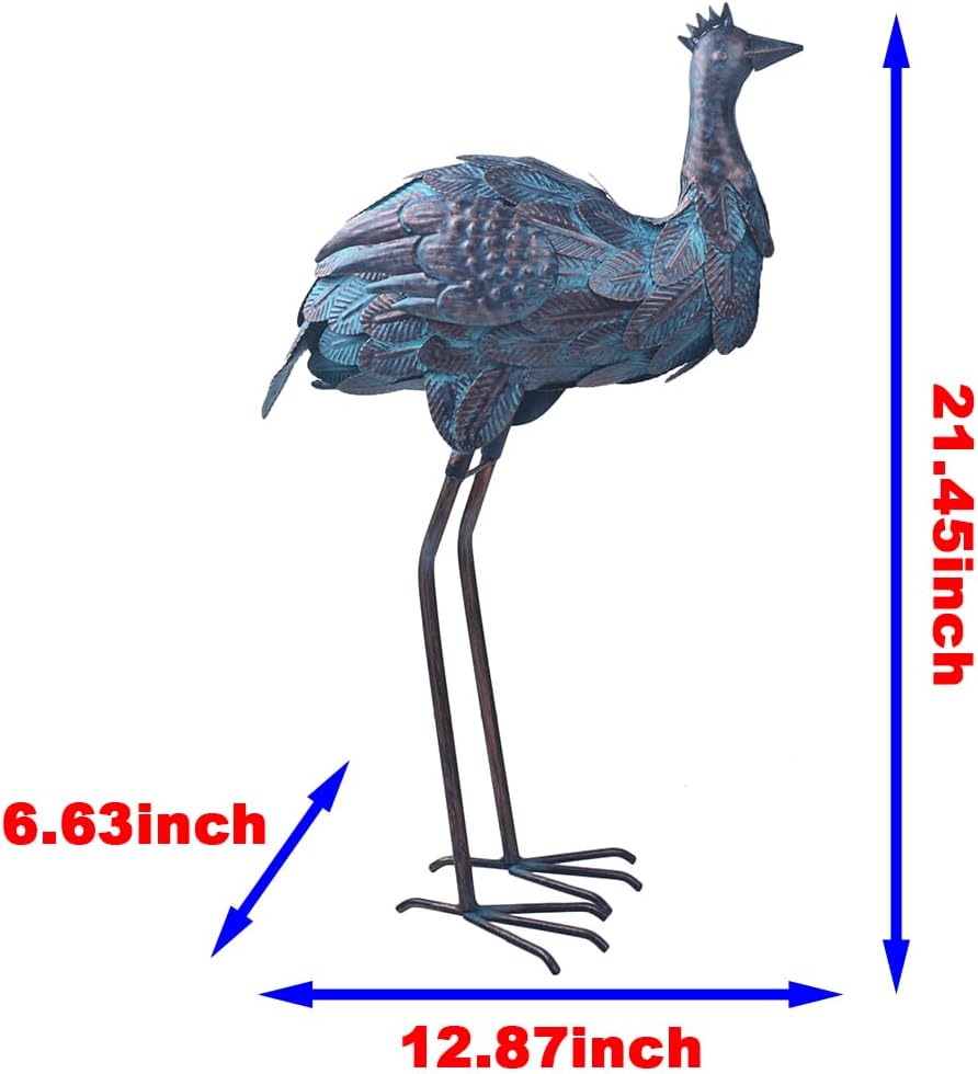 Ostrich Statue Metal Retro Style Ostrich Sculpture Garden Decoration Metal Yard Art for Patio Lawn Backyard Outdoor Indoor Decoration