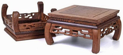 GOLDY&WENDY Oriental Furniture Rosewood Solid Wood Pedestal Square Carved Wooden Display Stand Flower Bonsai Wooden Base