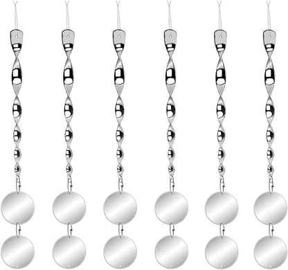 Bird Scare Rods with Reflective Discs Reflectors - Bird Spinner Scare Device of Twisting Rods and Disks to Keep Birds Away Like Woodpecker and Pigeon - 6 Pack