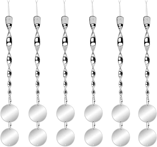 Bird Scare Rods with Reflective Discs Reflectors - Bird Spinner Scare Device of Twisting Rods and Disks to Keep Birds Away Like Woodpecker and Pigeon - 6 Pack