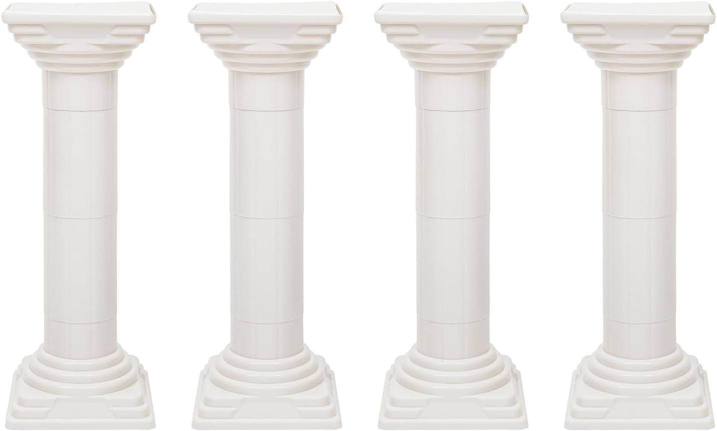 Roman Columns Wedding Column Stand Roman Pillar Plant Stand Plastic Greek Column Statue Pedestal Flower Pot Holder Decor, Wedding Event Party Elegant Decorative Column (White, 4Pcs, 11.4x31.5 Inch)