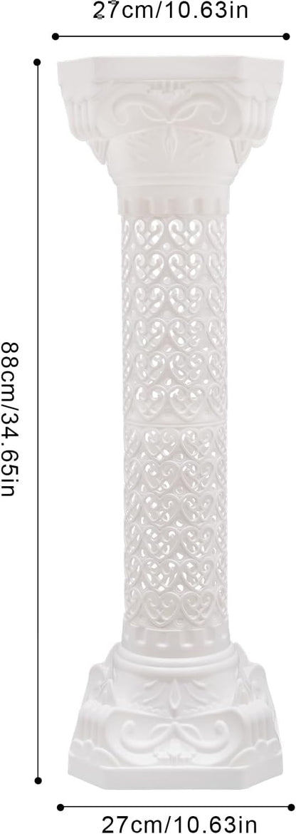 Roman Columns Wedding Column Stand Roman Pillar Plant Stand Plastic Greek Column Statue Pedestal Flower Pot Holder Decor, Elegant Decorative Column for Wedding Event Party, White