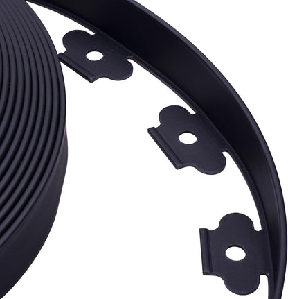 Garden Edging，200FT Landscape Edging with 300 Spikes for Lawn 1.5 Inch Tall(Black, 40FT)