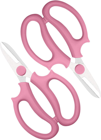 Pink Flower Scissors, Thickened Stainless Steel Floral Pruning Snips – Sharp Garden Clippers for Fresh Flowers, Flower Arrangement Supplies, DIY Floral Cutting Scissor (2 PCS Pink)