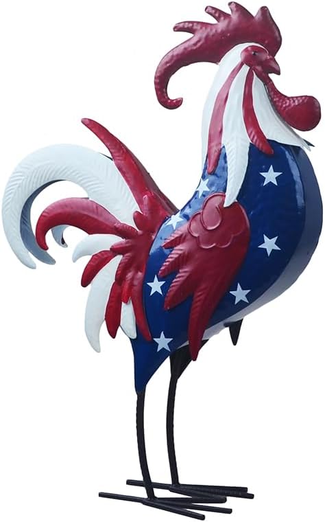 Rooster Statue Creative Chicken Animal Sculpture Garden Decoration Metal Yard Art for Patio Lawn Backyard Outdoor Indoor Decoration