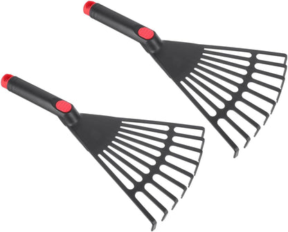 BESPORTBLE 2-Pack Small Hand Rakes - Lightweight Plastic Garden Rakes for Raised Garden Bed, Leaves, Lawns & Tight Spaces, Easy-Grip Ergonomic Handle (No Rust/Bend)