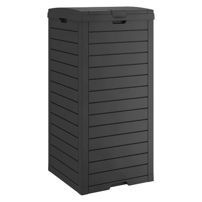 31 Gallon Kitchen Waste Bin with Lid and Drip Tray for Easy Cleaning-Perfect，Resin Outdoor Trash Can for 33-40 Gal Trash Bag, Outdoor Trash Can for Patio,Black Kitchens, and Outdoor Entertaining