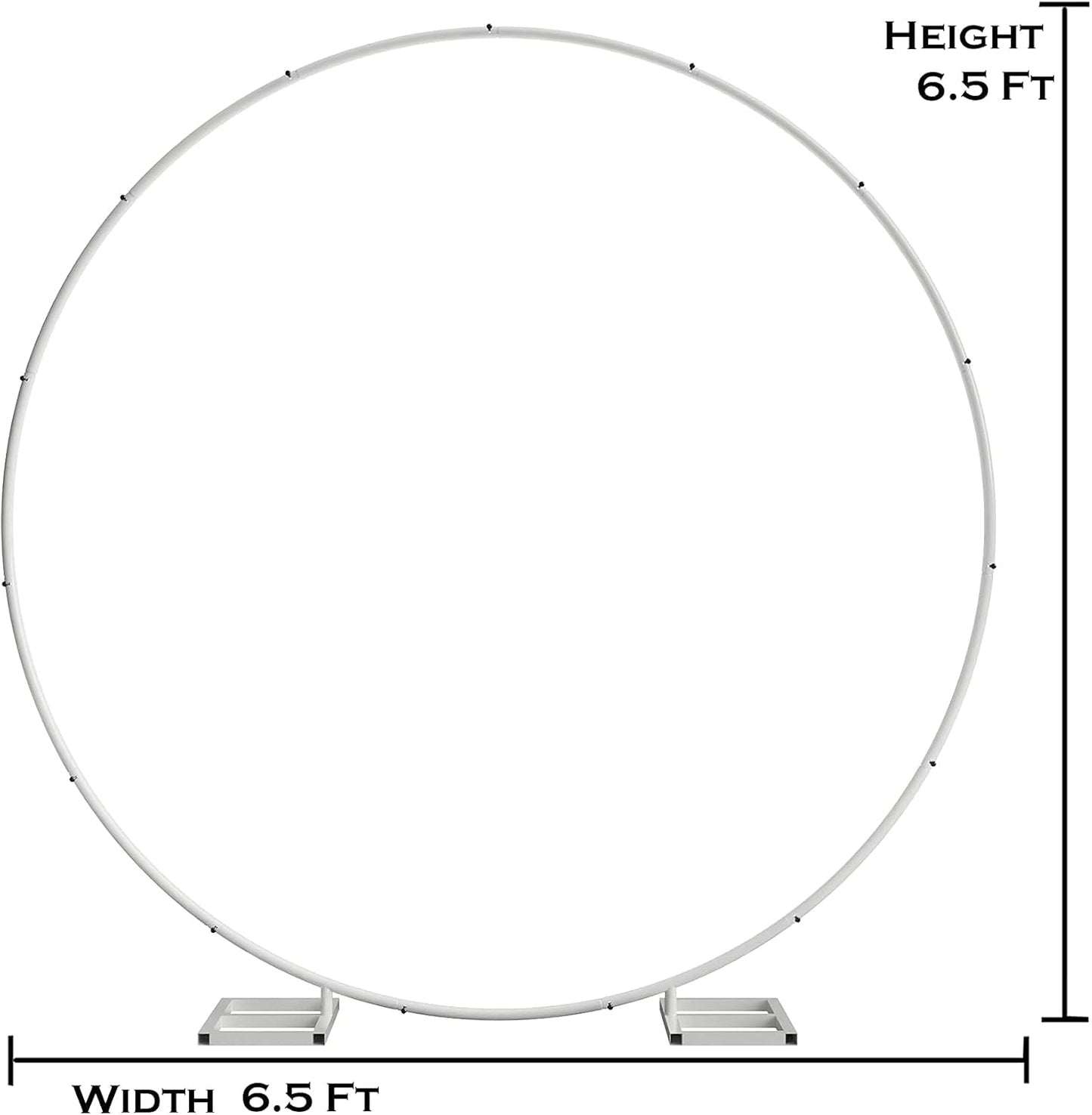 6.5FT Tall X 6.5FT Wide Metal Ring Arch for Outdoor Party Backdrop Decoration (with Ground Anchors, Screwdriver, and Instructions)