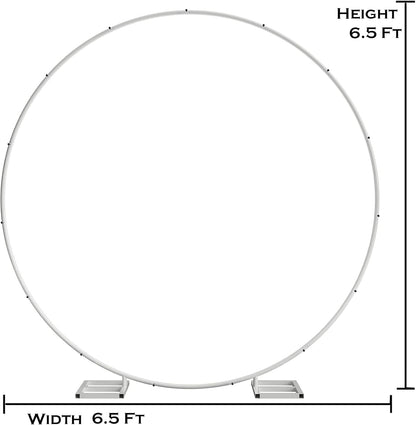 6.5FT Tall X 6.5FT Wide Metal Ring Arch for Outdoor Party Backdrop Decoration (with Ground Anchors, Screwdriver, and Instructions)