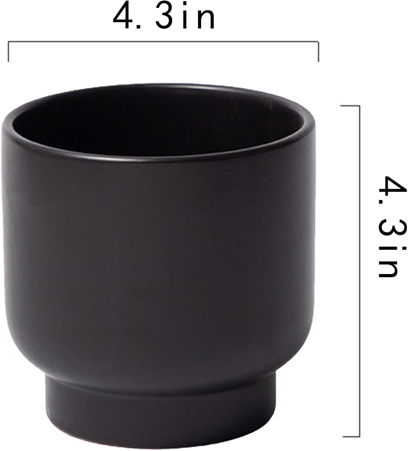 LB Black Ceramic Plant Pot for Indoor Plants, Succulent Planters Ceramic Plant Pots, Modern Flower Pots for Living Room Office Home Decor, Round Flower Pot of 4.3 Inch(Plant Not Included)