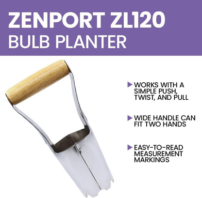 Zenport ZL120 Bulb Planter, Silver - 3 Pack