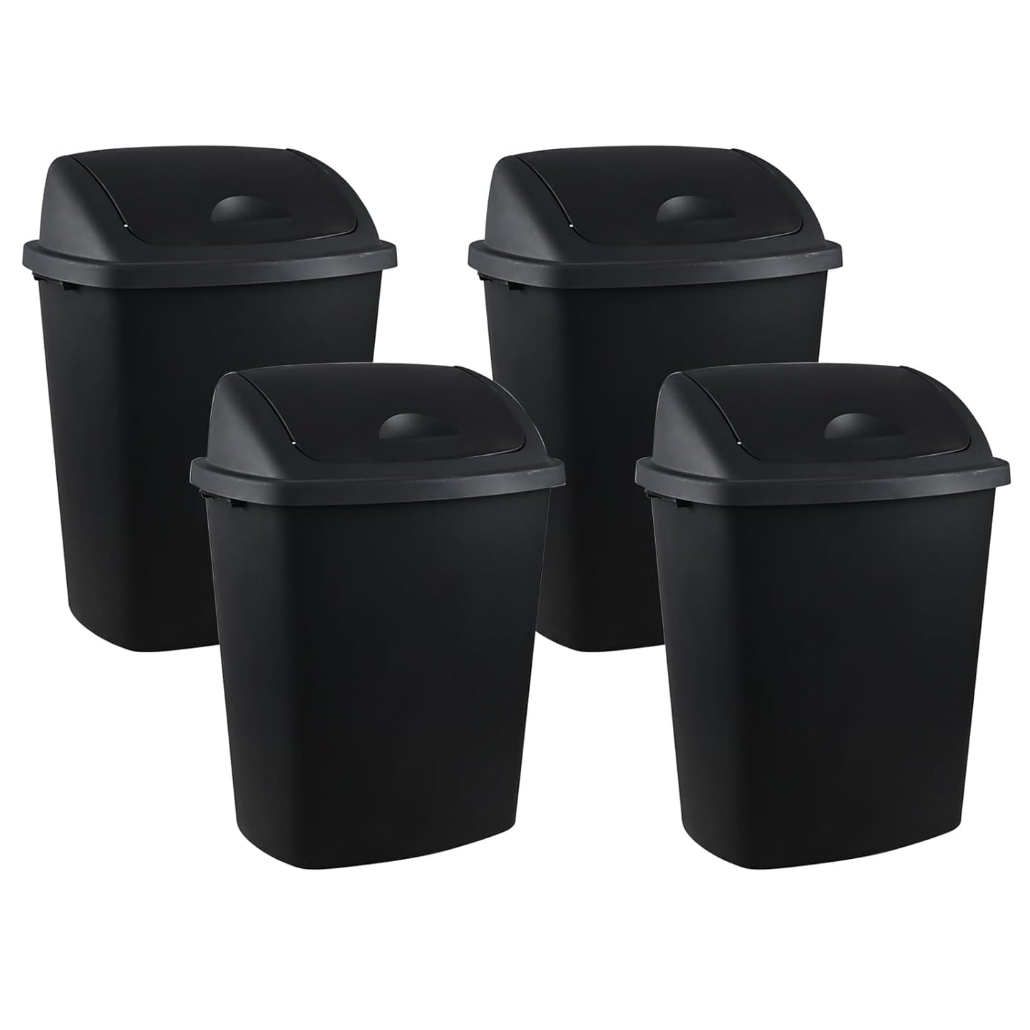 4 Pack 70 liters Large Outdoor Trash Can, Black Recycling Bin with Swing Lid