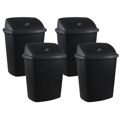 4 Pack 70 liters Large Outdoor Trash Can, Black Recycling Bin with Swing Lid