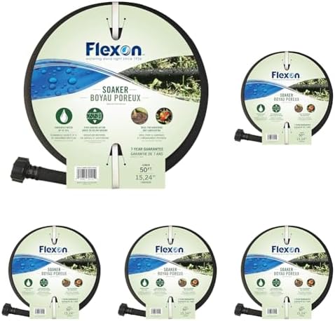 Flexon WS5850 5/8-Inch x 50-Foot Weep & Soak Garden Soaker Hose, Black (Pack of 5)
