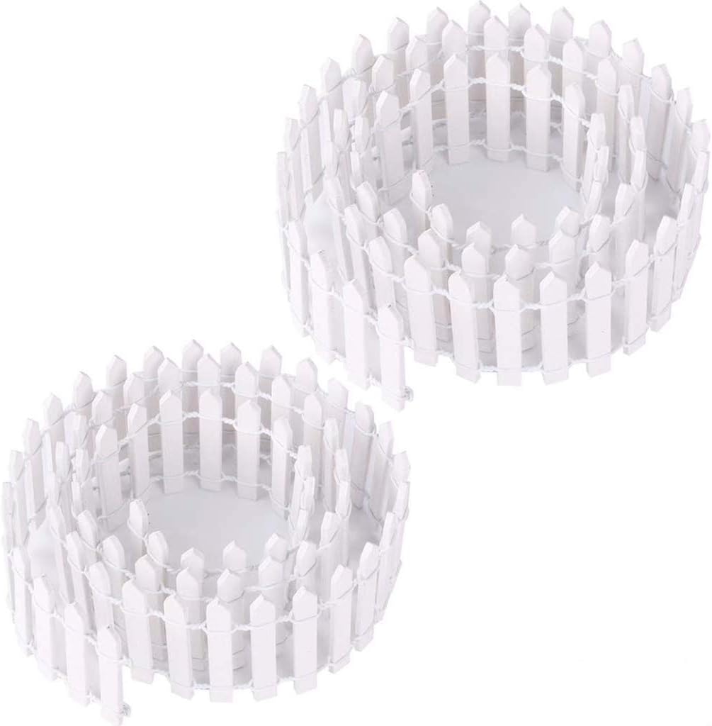 35 Inch 2-Pack Miniature Fairy Garden Fence Wood Decorative Ornament Fence for Dollhouse Succulent Plant Pot DIY Diorama Project Height 2 inch (White)