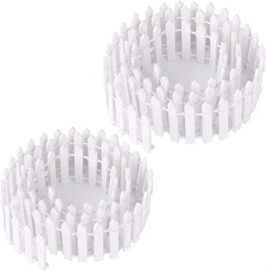 35 Inch 2-Pack Miniature Fairy Garden Fence Wood Decorative Ornament Fence for Dollhouse Succulent Plant Pot DIY Diorama Project Height 2 inch (White)