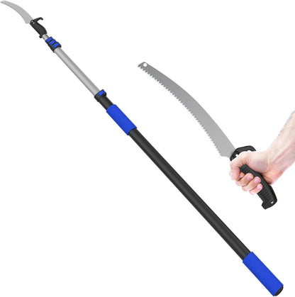 36FT Pole Saw, Telescoping Tree Trimmer with 5-20FT Extension Pole, Manual Branches Pruner for Backyard, Blue