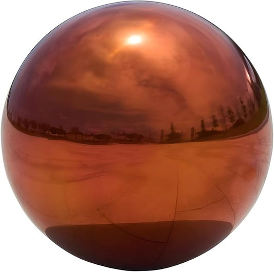 Stainless Steel Gazing Globe Mirror Ball, Decorative Gazing Balls for Garden, Reflective Smooth Garden Ball Sphere for Outdoor Yard Decoration (Orange, Dia: 10 inch)