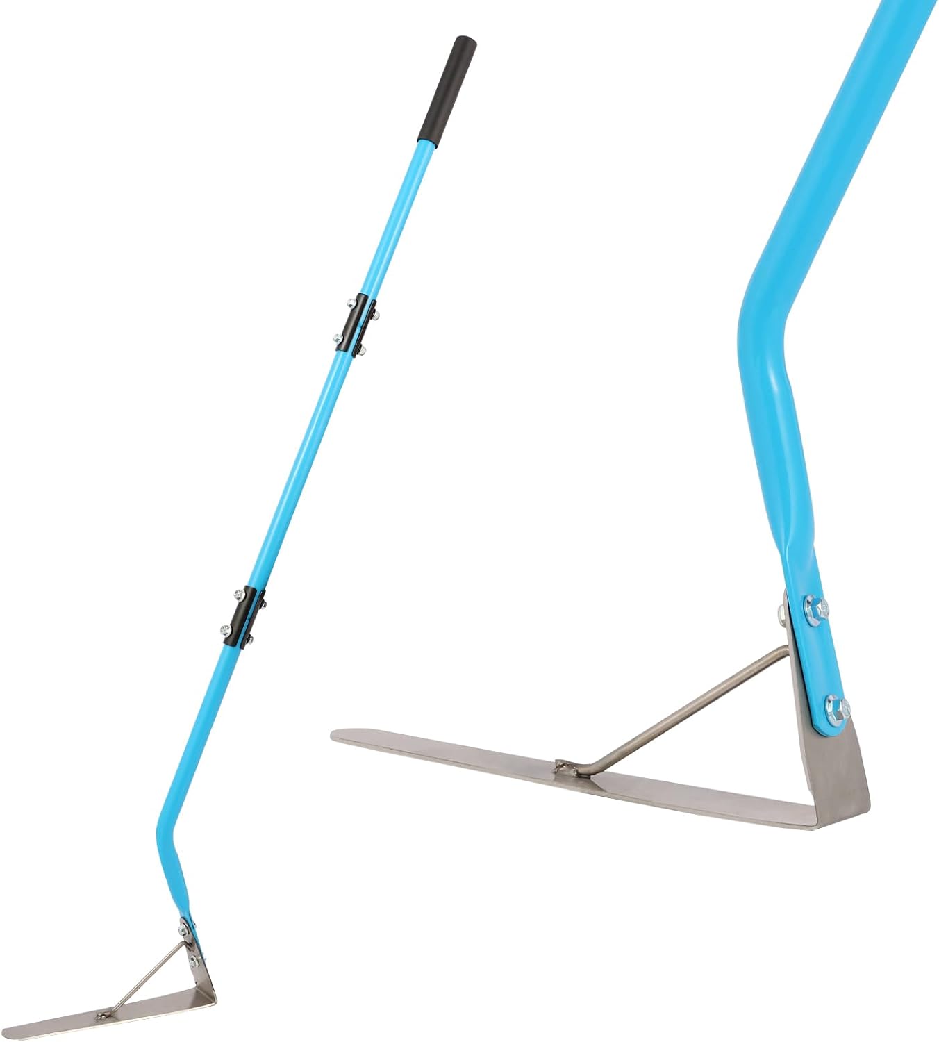 sancat Weed Cutter,Weeder with Double-Edged 304 Stainless Steel Sharp Blade, Manual Weed wracker, Long Sickle with 41’’ Soft Rubber Handle, Garden Tool for Grass