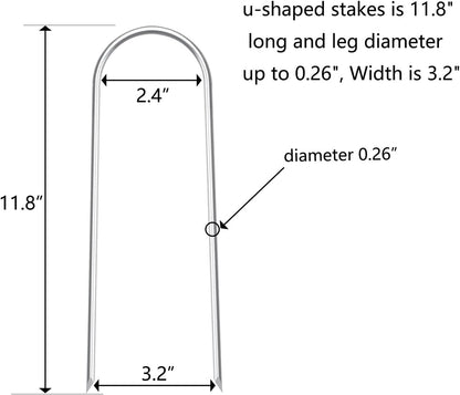 Heavy Duty Trampoline Stakes Anchors High Wind Stakes U- Shaped Sharp Ends Ground Anchor Galvanized Steel 11.8inch for Soccer, Tents and Garden Decorations