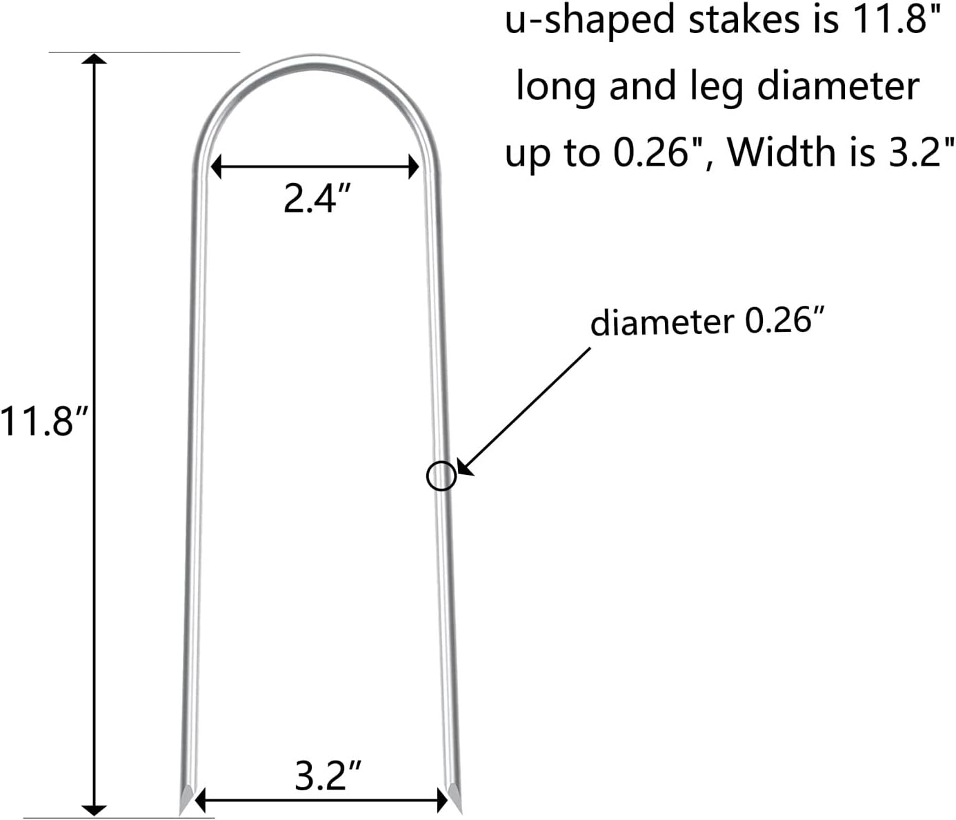 Heavy Duty Trampoline Stakes Anchors High Wind Stakes U- Shaped Sharp Ends Ground Anchor Galvanized Steel 11.8inch Safety Stakes for Soccer, Tents and Garden Decorations