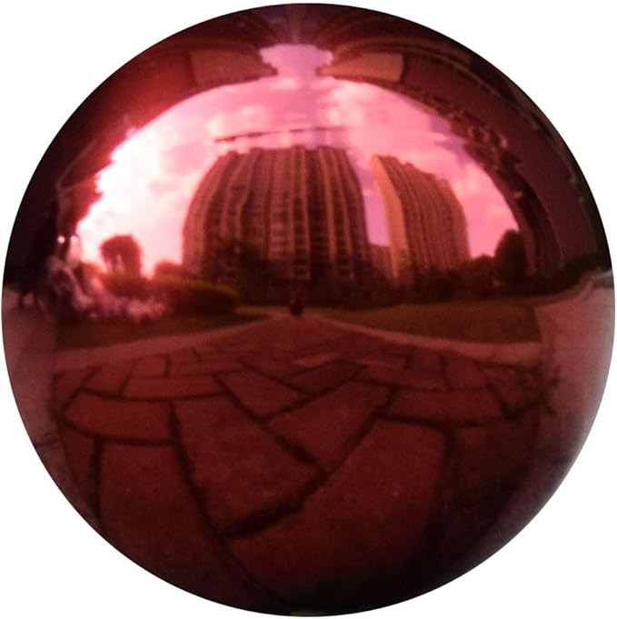 8 inch Diameter Red Gazing Ball,Red Stainless Steel Polished Reflective Smooth Garden Sphere Globe Mirror,Colorful and Shiny Addition to Any Garden or Home