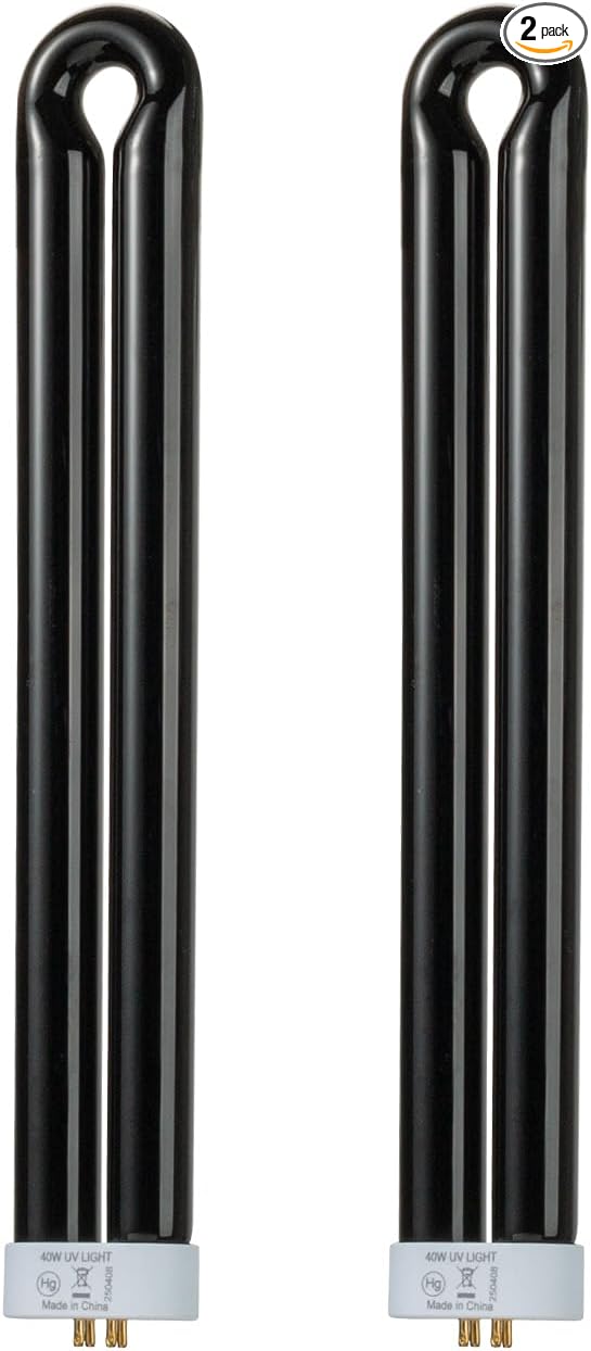 BB-40blk 40W Bug Zapper Light Bulb Compatible with Black Flag Model BZ-40BLK, BZ-40DX, BZ-40MAX, and Stinger Model B4045-4 UVB45 Bug Zapper with 4-Pin Base, 2 Pack