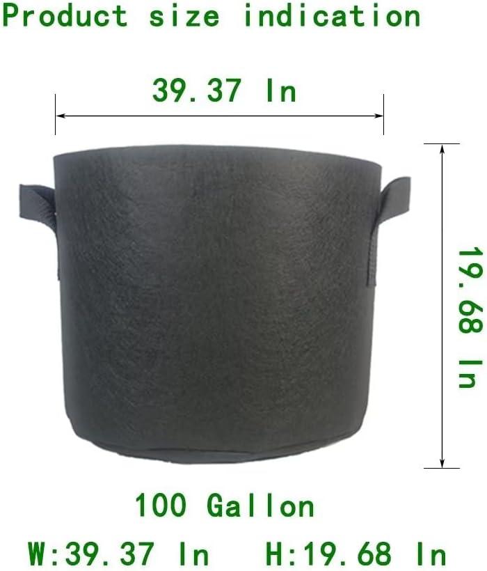WEIFENG 1-Pack 100 Gallon Grow Bags Heavy Duty Potatoes Bag Black Plant Pots with Handles