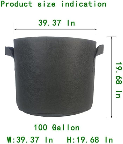 WEIFENG 1-Pack 100 Gallon Grow Bags Heavy Duty Potatoes Bag Black Plant Pots with Handles
