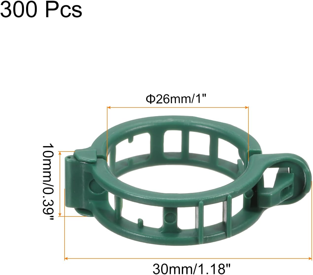 MECCANIXITY 300 Pcs Garden Plant Clips Fixing Clips Green 30mm Adjusting Plant Lever Loop Clips for Supporting Flower Vine Vegetables Climbing Plant Plant Stems