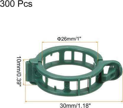 MECCANIXITY 300 Pcs Garden Plant Clips Fixing Clips Green 30mm Adjusting Plant Lever Loop Clips for Supporting Flower Vine Vegetables Climbing Plant Plant Stems