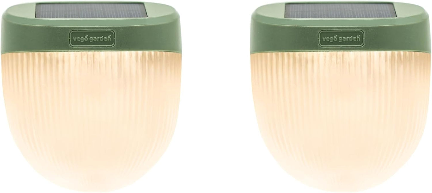 Vego garden Rippled Solar Garden Lights with Auto Sensors Magnetize Securely to Raised Beds, IPX4 Waterproof Outdoor LED Light for Patio & Yard Olive Green, 2 Pack