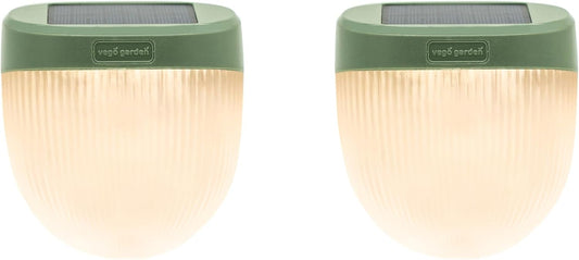 Vego garden Rippled Solar Garden Lights with Auto Sensors Magnetize Securely to Raised Beds, IPX4 Waterproof Outdoor LED Light for Patio & Yard Olive Green, 2 Pack