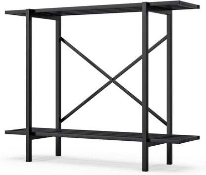 Zhongma 2 Tier Metal Sturdy Heavy Plant Stand, Narrow Plant Stand Indoor and Outdoor, L35.43 x W10.3 x H27.5 inch, 440 LBS Capacity & Heavy Duty Construction