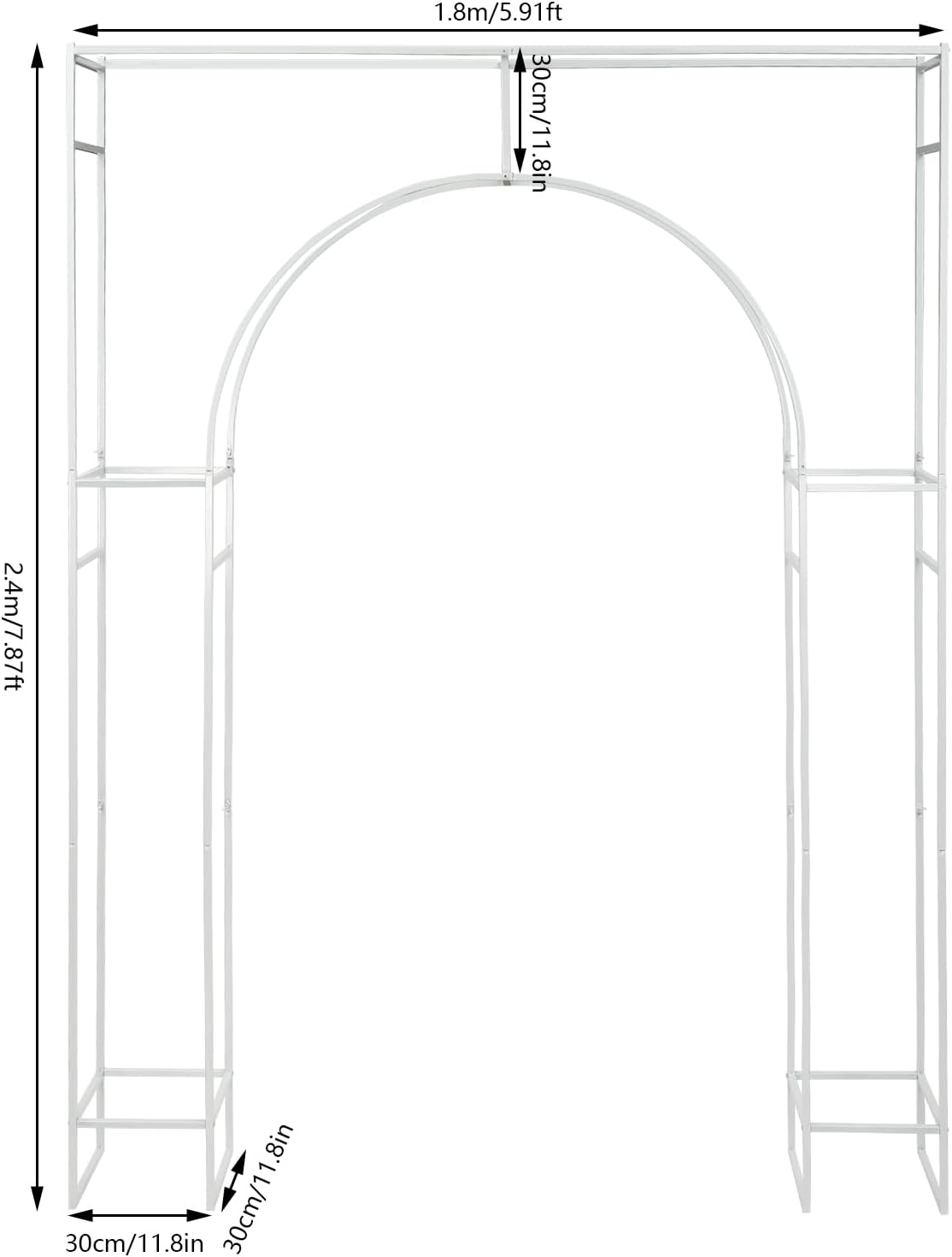 Wedding Arch Backdrop Stand, White Double Square Arch Backdrop Stand for Ceremony, 7.87ft Tall Metal Open Balloon Arches Garden Arbor Frame for Photo Background Decoration