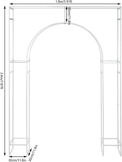 Wedding Arch Backdrop Stand, White Double Square Arch Backdrop Stand for Ceremony, 7.87ft Tall Metal Open Balloon Arches Garden Arbor Frame for Photo Background Decoration