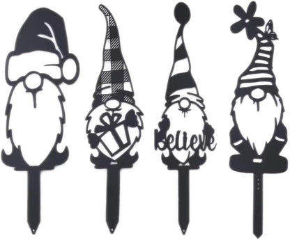4pcs Metal Garden Gnomes Outdoor Funny Gnome Statues for Yard Art Large Size Decorative Garden Stakes