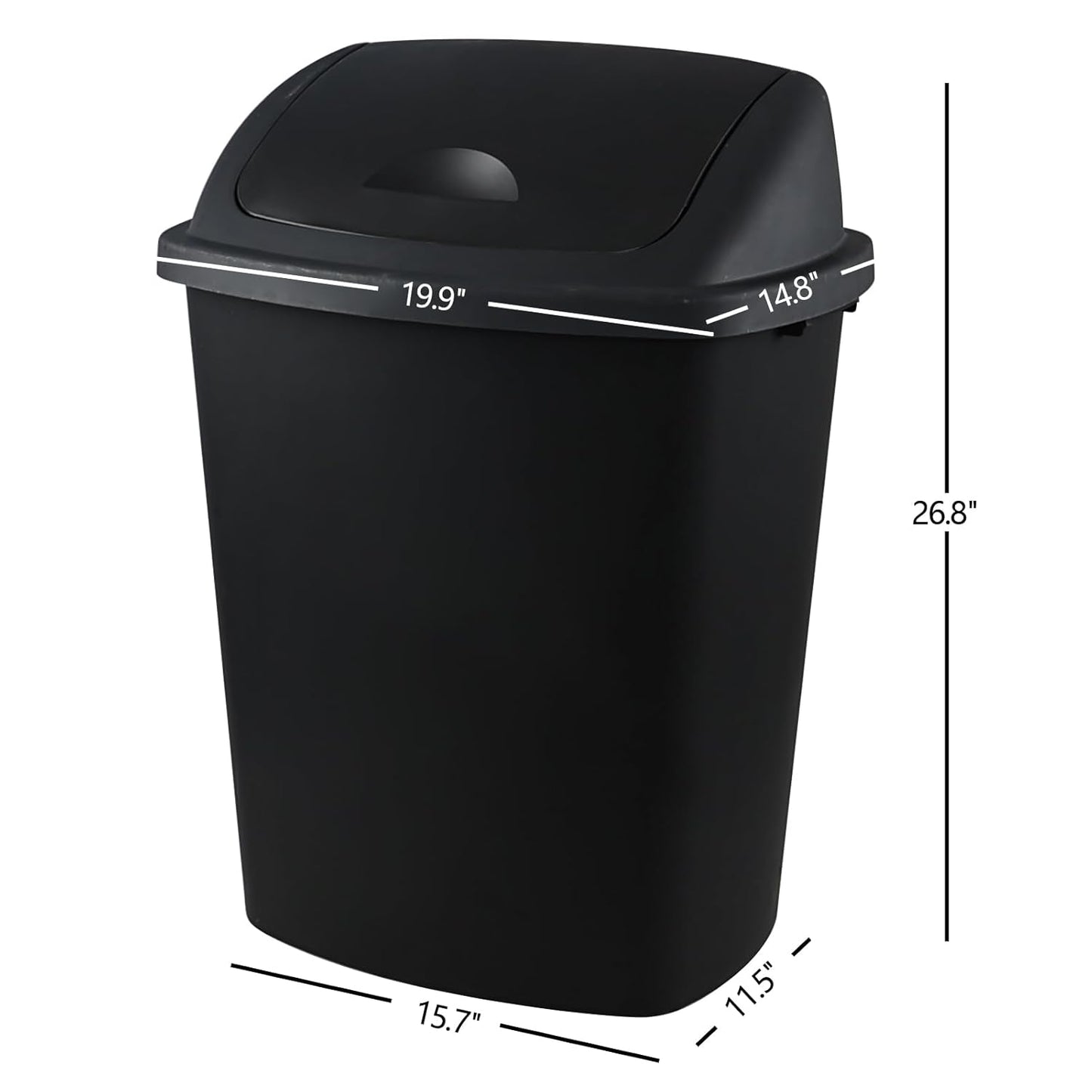 4 Pack 70 liters Large Outdoor Trash Can, Black Recycling Bin with Swing Lid