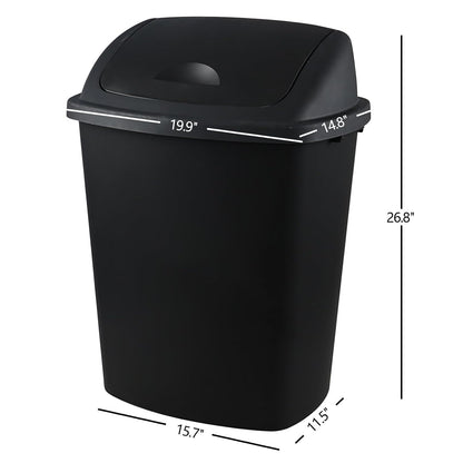 4 Pack 70 liters Large Outdoor Trash Can, Black Recycling Bin with Swing Lid