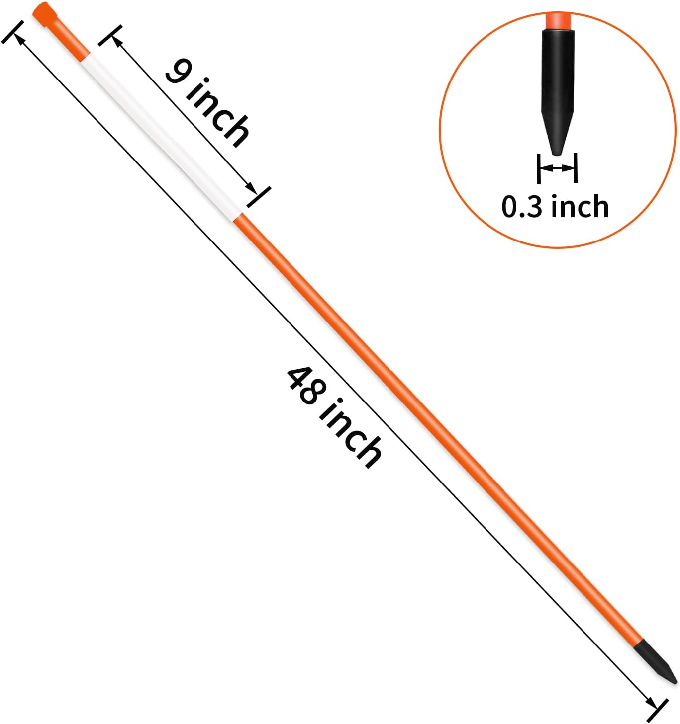 Driveway Markers Snow Stakes 48 inch Plow Stakes Reflective Fiberglass, Orange Pack of 50 for Parking Lots, Walkways