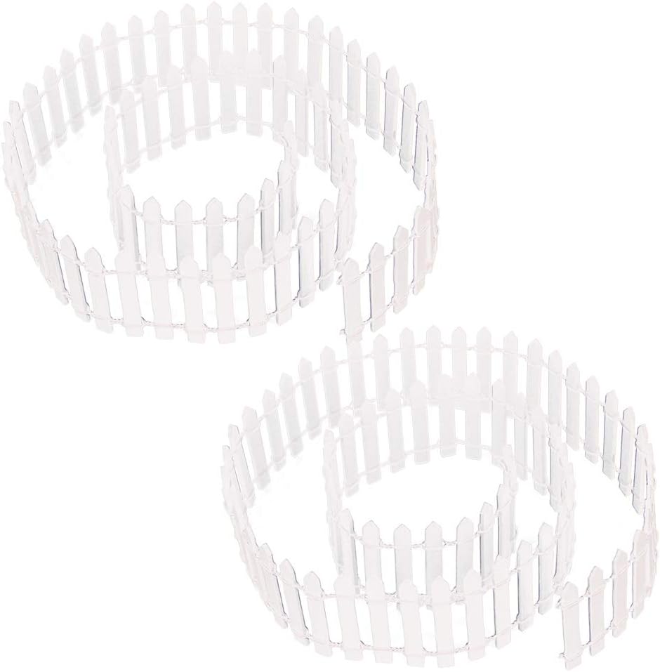 Prsildan Miniature Fairy Garden Fence, 40"(L) x 2"(H) DIY Wood Picket Fence Mini Ornament for Dollhouse (White, 2 Pack)