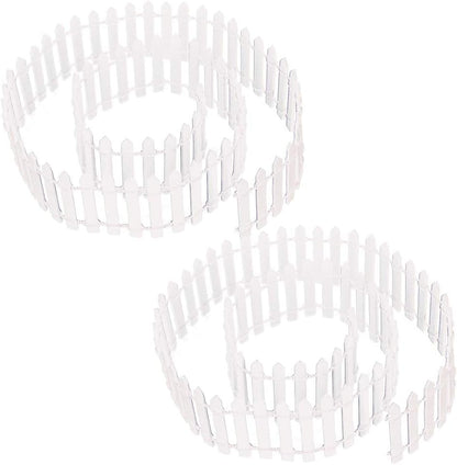 Prsildan Miniature Fairy Garden Fence, 40"(L) x 2"(H) DIY Wood Picket Fence Mini Ornament for Dollhouse (White, 2 Pack)