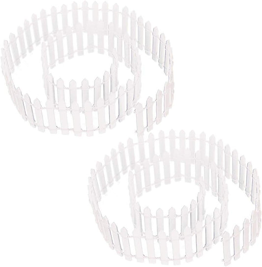 Prsildan Miniature Fairy Garden Fence, 40"(L) x 2"(H) DIY Wood Picket Fence Mini Ornament for Dollhouse (White, 2 Pack)