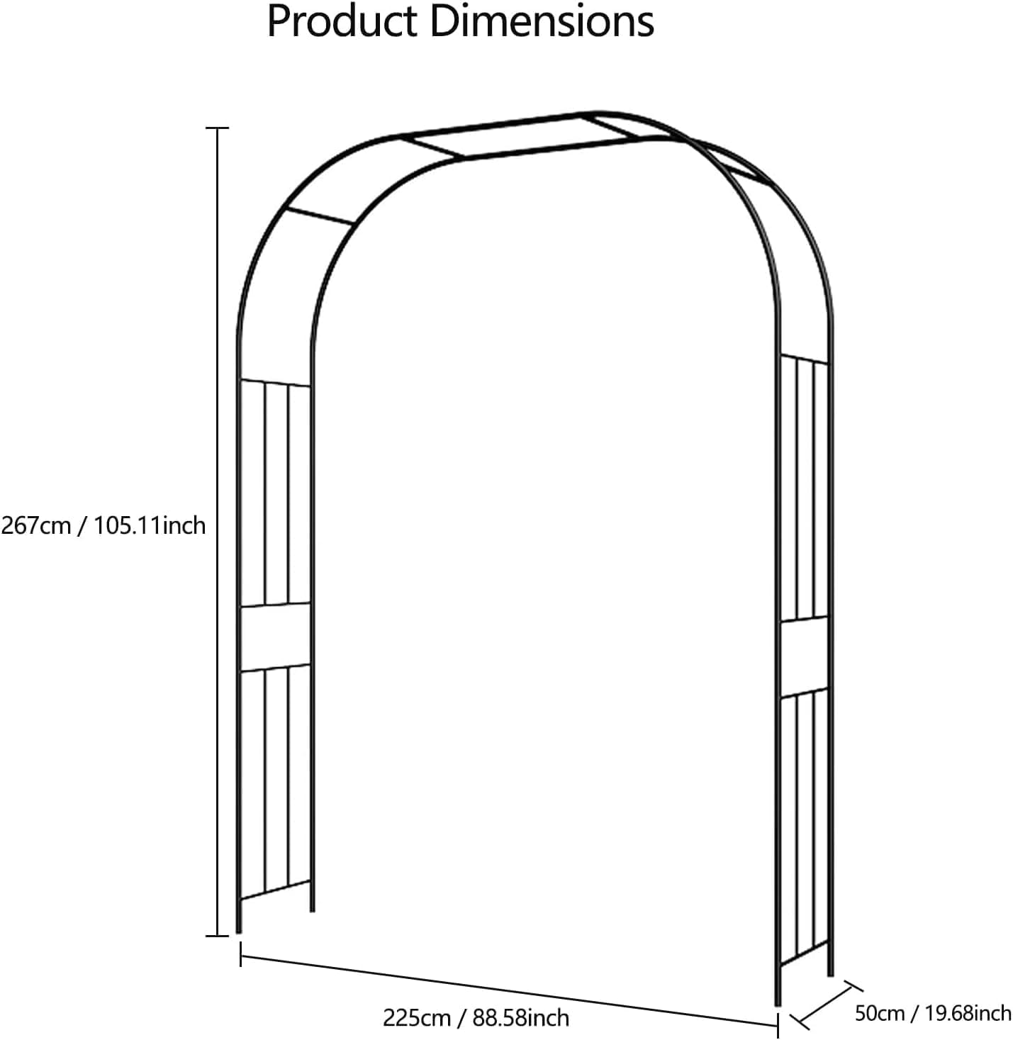 Metal Garden Arch Arbor Trellis – Heavy Duty Steel Garden Arbor for Climbing Plants, Wedding Ceremony, Party & Outdoor Decoration – Weather-Resistant Black Garden Archway for Lawn, Patio, and Pathway