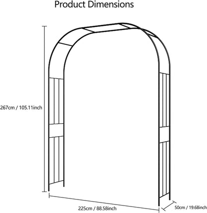 Metal Garden Arch Arbor Trellis – Heavy Duty Steel Garden Arbor for Climbing Plants, Wedding Ceremony, Party & Outdoor Decoration – Weather-Resistant Black Garden Archway for Lawn, Patio, and Pathway